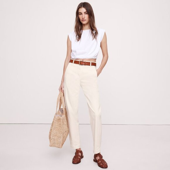 Banana Republic Weekender Slim Barrel Leg Pant Ecru Size 6 NEW NWT - Picture 1 of 11